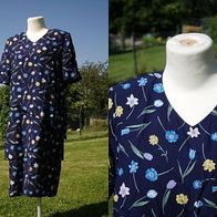 Kleid Sommerkleid Sanmiro blau Blumen Lagen-Look V-Ausschnitt