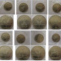 1980-Olympic Games Moscow, set:6 pcs 1-Ruble Soviet coins, BU, bank foil