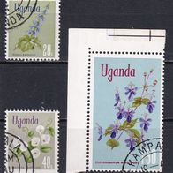 Uganda, 1969, Mi. 108, 110, 115, Blüten, 3 Briefm., gest