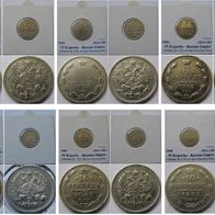 1873-1915, Russian Empire,10-15-20 kopeck-set of 10 pcs silver coins