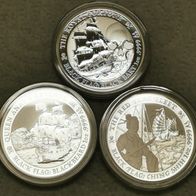 Perth Mint 3x 1Oz Black Flag Serie Berüchtigte Piratenschiffen