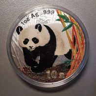 China 10 yuan 1 Oz Silber panda 2002 farbe