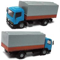 MB 1018 Atego ´98, Pritsche / Plane, blau-grau-braun, Ep5, Wiking-Umbau, Spur N