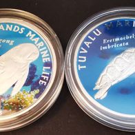 2x 1 Dollar Silber Dugong und Wasserschildkröte farbig Proof