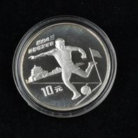 China Silber PP 10 Yuan 1994 Fußball-WM in Amerika, Eckstoß