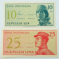 Indonesien 10 + 25 Sen 1964 - Kassenfrisch / Unc