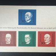 Bund Block 4 (MiNr. 554-557) Konrad Adenauer postfrisch M€ 3,00 #k34