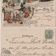 Nedlitz-Anhalt Litho Sagen AK 1900 Sage vom grossen Stein und Teufel Erh.1