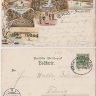 Neustrelitz-Litho-AK 1899 5Bild Litho Erh.2