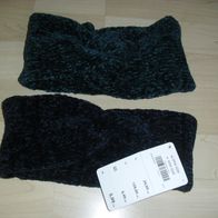 2x Twist-Stirnband aus Chenille L. Torelli blau grün Damen Mädchen NEU