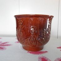 Blumenübertopf braun mit Blumenmotiven (M#)
