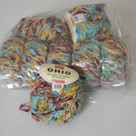 9 Knäuel (und ein bisschen) gold-braun-türkises Handstrickgarn