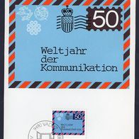 36) Liechtenstein Maximumkarte - MK 40/1983 - MiNr. 826 - Weltjahr der Kommunikation