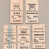 B02) BRD (DDR-Zeit) - 5 Pappfahrkarten - ab Göllingen