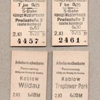 B07) BRD (DDR-Zeit) - 4 Pappfahrkarten - ab Kablow