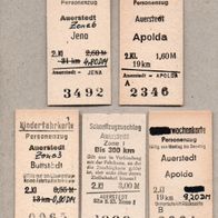 B08) BRD (DDR-Zeit) - 5 Pappfahrkarten - ab Auerstedt