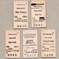 B11) BRD (DDR-Zeit) - 5 Pappfahrkarten - ab Auerstedt