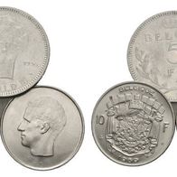 Belgien 3 Münzen 5 Frank 1936, 10 Frank 1969 und 10 Francs 1969