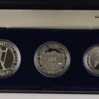 Serbien Silber-Set 3 Münzen 850 Dinara 1984 XIV. Olympische Winterspiele in Sarajevo