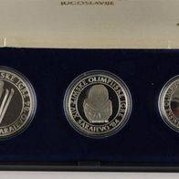 Serbien Silber-Set 3 Münzen 850 Dinara 1983 XIV. Olympische Winterspiele in Sarajevo