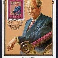 47) Liechtenstein Maximumkarte - MK 66/1986 - MiNr. 903 - Fürst Franz Josef II