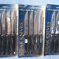 3 x 4 Steakmesser - 12 Messer mit schwarzem Griff NEU OVP