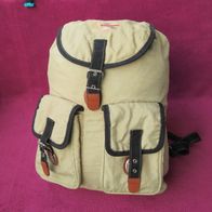Leichter Rucksack Hotpack Klappe Kordelzug beige Freizeit Nylon Falt Klapp Wander