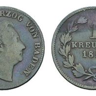 BADEN 1 Kreuzer 1851 Großherzog Leopold (1830-1852)