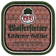 Bieretikett "Ratsherren-Weißbier" Wolferstetter Bräu Georg Huber Vilshofen Lkr Passau