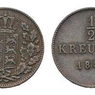 Württemberg 1/2 Kreuzer 1849 "WILHELM I. (1816-1864)"
