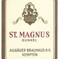 ALT ! Bieretikett "St. Magnus Dunkel" Allgäuer Brauhaus Kempten Bayern