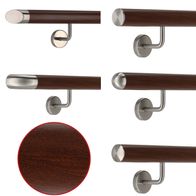 TIBU Handlauf Aluminium Nussbaum - 30-600cm Wandhandlauf