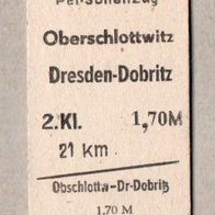 B12) BRD (DDR-Zeit) - Pappfahrkarte - Oberschlottwitz nach DresdenDobritz