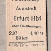 B12) BRD (DDR-Zeit) - Pappfahrkarte - Auerstedt nach Erfurt