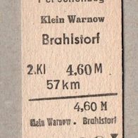 B14) BRD (DDR-Zeit) - Pappfahrkarte - Klein Warnow nach Brahltorf