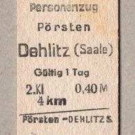 B14) BRD (DDR-Zeit) - Pappfahrkarte - Pörsten nach Dehlitz