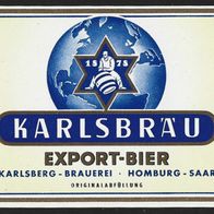 Bieretikett "Export-Bier" Karlsberg-Brauerei K. G. Weber Homburg Saarpfalz-Kreis