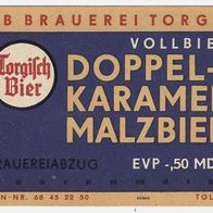 DDR Bieretikett "Doppel-Karamel" VEB Brauerei (1964 - 1969) Torgau Lkr. Nordsachsen