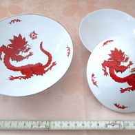 Vintage * Set Schmuckschalen Kupfer emailliert Spritzdekor * roter Drachen