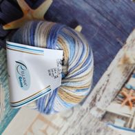 2 x Wolle Baby Soft blau-beige-braun Stricken, Handarbeit 50 g, 2 Knäuel à 50 g
