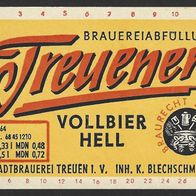 ALT ! Bieretikett "Vollbier" Stadtbrauerei Wilhelm Blechschmidt Treuen Vogtlandkreis