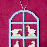 Fenster Deko Bild Gänse 17x25 cm Anhänger Enten Holz Frühlings Wand Aufhänger