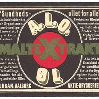 ALT ! Bieretikett "A.L.O. ØL" Brauerei Urban † 1986 Aalborg Dänemark
