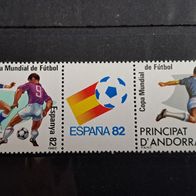 Andorra spanische Post Fussball WM 1982 Markenpaar mit Zierfeld 155/56 * *