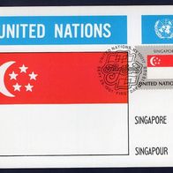 4) UNO New York Maximumkarte - Flaggen Serie - MK 106/1981 - MiNr. 377 - Singapur