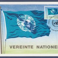 2) UNO Wien Maximumkarte - MK 2/1979 - MiNr. 2 - UNO-Flagge