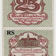 Magdeburg-Notgeld 25 Pfennig vom 1.04.1920 1Schein