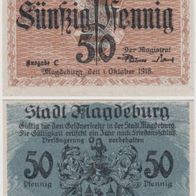 Magdeburg-Notgeld 50 Pfennig vom 1.10.1918 Unterschr. Beims und Paul