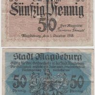Magdeburg-Notgeld 50 Pf. vom 1.10.1918 Unterschr. Freimarus, Schmiedel, gebr. Erhalt.