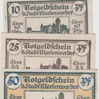 Marienwerder-Westpreußen Notgeld 10,10,25,50 Pfennig 4Scheine